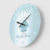 ターコイズグリッタードリップスカッケベーカリーパティシシェフ ラージ壁時計 (傾斜)