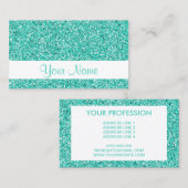 ターコイズグリッターパターンの外観 名刺 (正面/裏面)