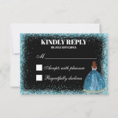 ターコイズグリッターフォイルバルーンボールガウンカスタム 出欠カード (正面)