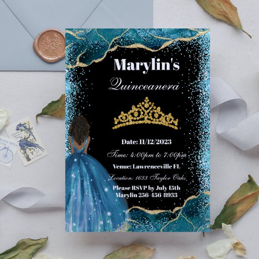 ターコイズグリッタープリンセスキンセアニラティアラ魔法 招待状