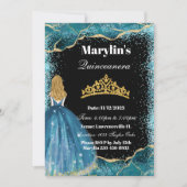 ターコイズグリッタープリンセスキンセアニラバルガウン 招待状 (正面)