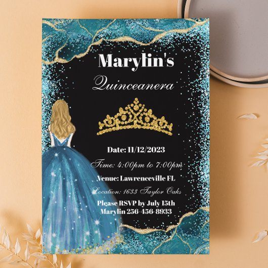 ターコイズグリッタープリンセスキンセアニラバルガウン 招待状