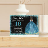 ターコイズグリッタープリンセススウィート16ボールガウン 招待状