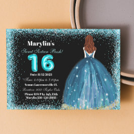 ターコイズグリッタープリンセスExvasanza: Sweet 16 招待状