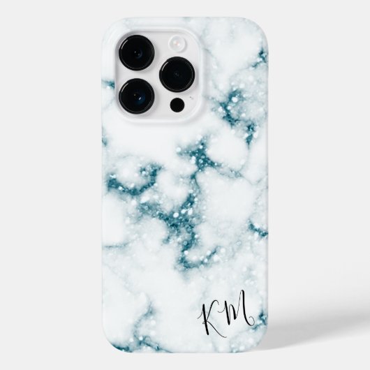 ターコイズグリッターマーブルパーソナライズされた Case-Mate iPhoneケース (裏面)