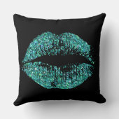 ターコイズグリッターリップオンブラック クッション (裏面)