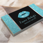 ターコイズグリッターリップモダンメイクアップアーティストサロン 名刺