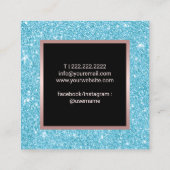 ターコイズグリッターリップ美しいサロンメイクアップアーティスト スクエア名刺 (裏面)