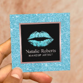 ターコイズグリッターリップ美しいサロンメイクアップアーティスト スクエア名刺