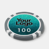 ターコイズグリッター会社ホリデイパーティー業 ポーカーチップ (シングル)