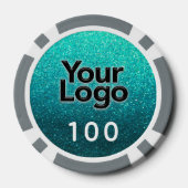 ターコイズグリッター会社ホリデイパーティー業 ポーカーチップ (裏面)