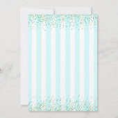 ターコイズグリッター台本の写真卒業モダン 案内状 (裏面)