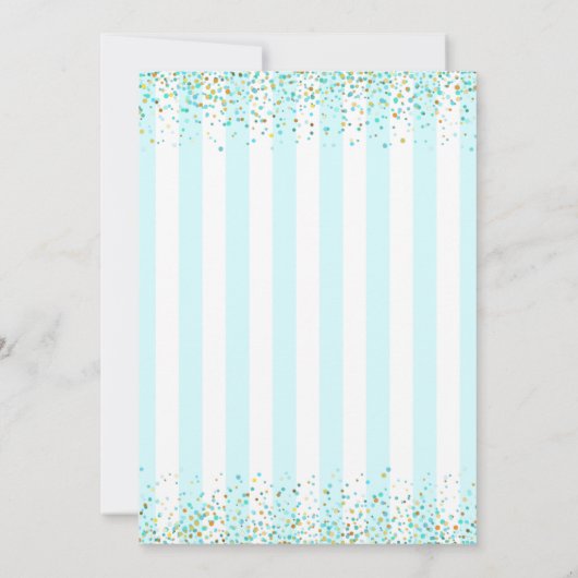 ターコイズグリッター台本の写真卒業モダン 案内状 (裏面)