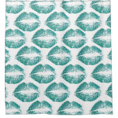 ターコイズグリッター唇 シャワーカーテン (正面)