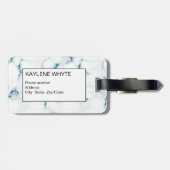 ターコイズグリッター大理石パーソナライズされたラゲッジタグ ラゲッジタグ (裏面横)