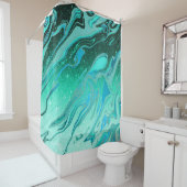 ターコイズグリッター大理石 シャワーカーテン (インサイチュ)