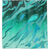 ターコイズグリッター大理石 シャワーカーテン (正面)