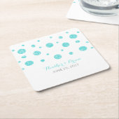 ターコイズグリッター紙吹雪紙 スクエアペーパーコースター (アングル)