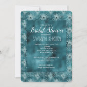 ターコイズグリッター豪華ピーコックフェザーブライダルシャワー 招待状 (正面)