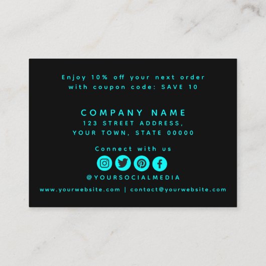 ターコイズグリーンご注文ありがとうございます エンクロージャーカード (裏面)