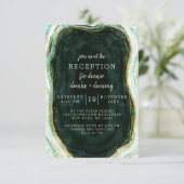 ターコイズグリーンとゴールドのアゲート大理石の結婚式の披露宴 招待状 (スタンド正面)