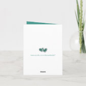 ターコイズグリーンとシルバーの花柄の結婚式の写真付き感謝カード サンキューカード (裏面)