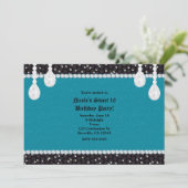 ターコイズグリーンとダイヤモンドのパーティー招待状 招待状 (スタンド正面)