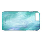 ターコイズグリーンとブルーのモダン抽象画ブラシストローク Case-Mate iPhoneケース (裏面(横))