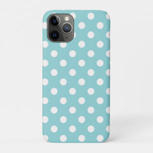 ターコイズグリーンと白の水玉模様 iPhone 11 PROケース