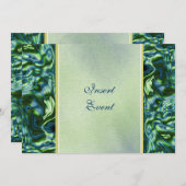 ターコイズグリーンのエレガントなフォーマルパーティー 招待状 (正面/裏面)