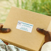 ターコイズグリーンのビジネスブランドテキストが配送ラベルに ラベル