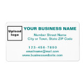 ターコイズグリーンのビジネスブランドテキストが配送ラベルに ラベル (正面)