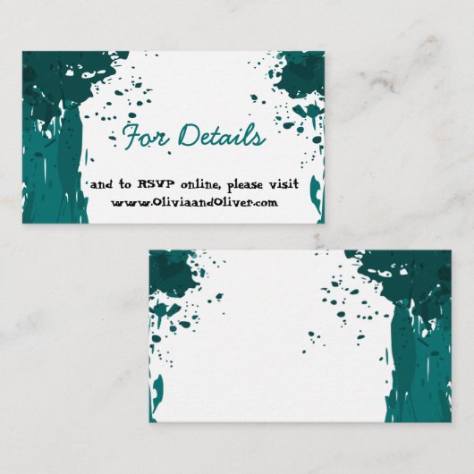 ターコイズグリーンのペイントスプラッター - 詳細 - エンクロージャーカード (正面/裏面)