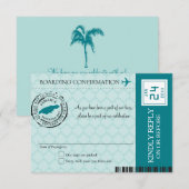 ターコイズグリーンのモンテゴベイ ジャマイカ RSVP 招待状 (正面/裏面)