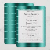ターコイズグリーンのリボン付き ブライダルシャワー 招待状 (正面/裏面)
