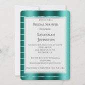 ターコイズグリーンのリボン付き ブライダルシャワー 招待状 (正面)