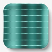 ターコイズグリーンのリボン ブライダルシャワー ペーパープレート (正面)