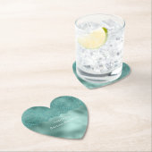 ターコイズグリーンのレースを使ったウェディングシャワーパーティー ペーパーコースター (インサイチュ)