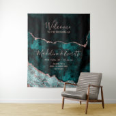ターコイズグリーンのローズゴールド アゲート マーブル 結婚式 ウェルカム タペストリー (インサイチュ)