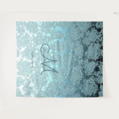 ターコイズグリーンの洗練されたモノグラム ウェディング フォトブース タペストリー (正面(横))