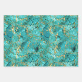 ターコイズグリーンアンドゴールデンマーブル ラッピングペーパーシート (正面2)