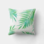 ターコイズグリーンウォーターカラーパームフロンズ クッション (裏面)