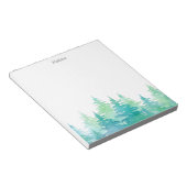 ターコイズグリーンウォーター色の常緑樹 ノートパッド (アングル)