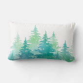 ターコイズグリーンウォーター色の常緑樹 ランバークッション (裏面)