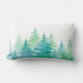 ターコイズグリーンウォーター色の常緑樹 ランバークッション (正面)