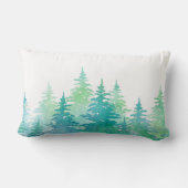 ターコイズグリーンウォーター色の常緑樹 ランバークッション (裏面)