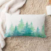 ターコイズグリーンウォーター色の常緑樹 ランバークッション (ブランケット)