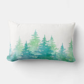 ターコイズグリーンウォーター色の常緑樹 ランバークッション (正面)