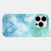 ターコイズグリーンウォーター色グリッターカスタマイズ Case-Mate iPhoneケース (裏面 (横))