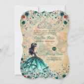 ターコイズグリーンキンセアニェラドレスフローラ蝶 招待状 (正面)